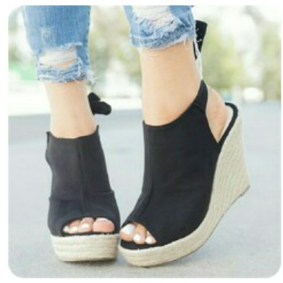 Refresh Black Suede Bow Tie Espadrilles - Picture 5 of 5